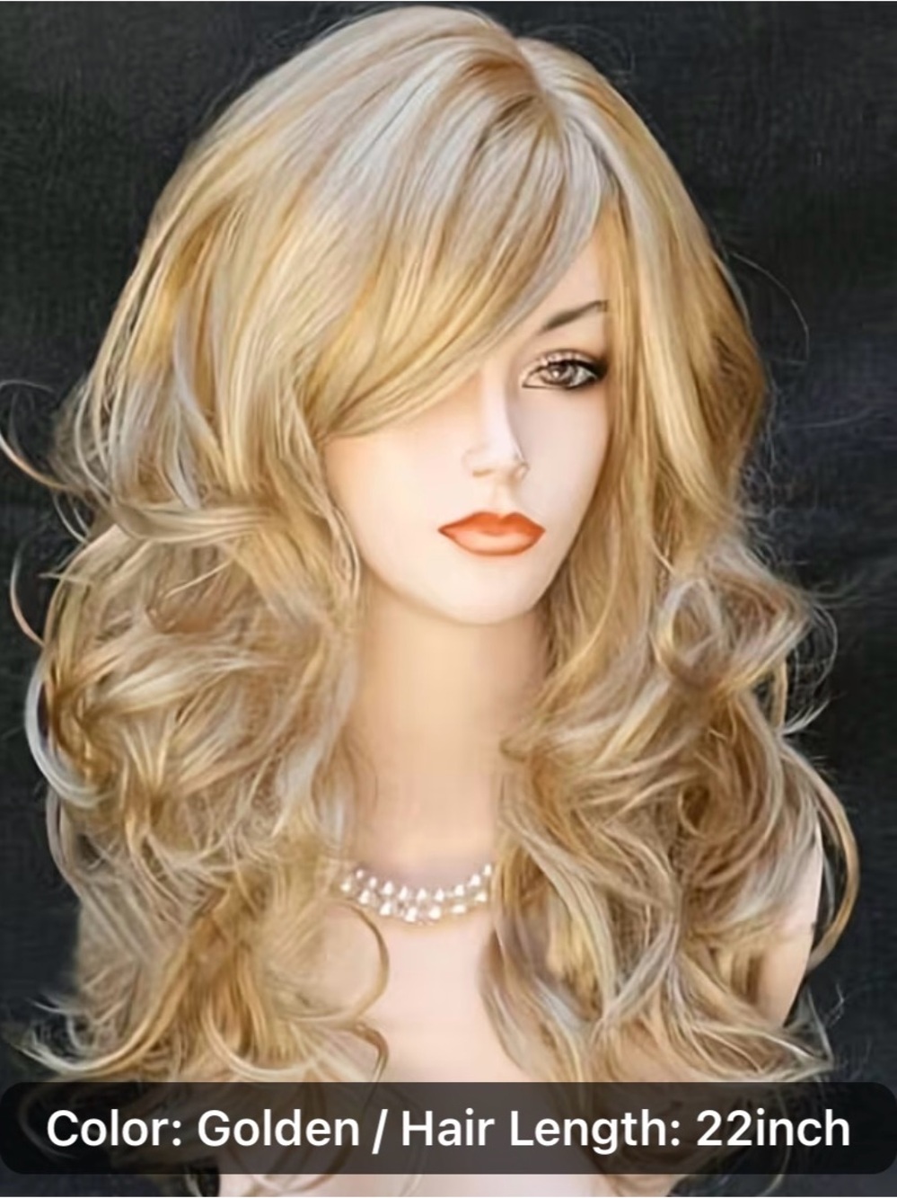 Golden Long Wavy Women's Wig - Stylish Blonde Hair
